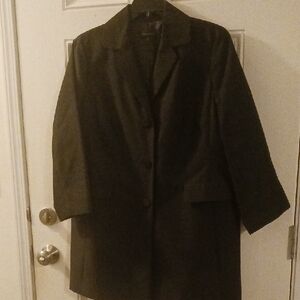 ***Talbots Women's Black 34" Long Silk Cotton Blend Trench Coat Size 20